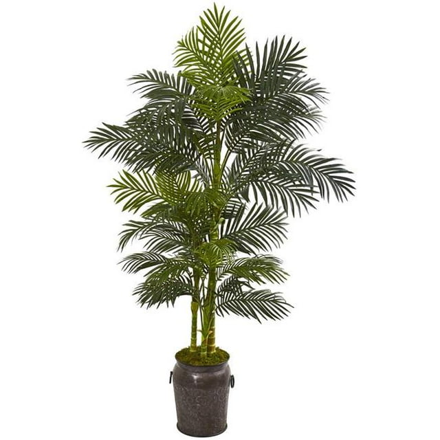 Nearly Natural 9768 7 in. Golden Cane Artificial Palm Tree in Decorative Planter