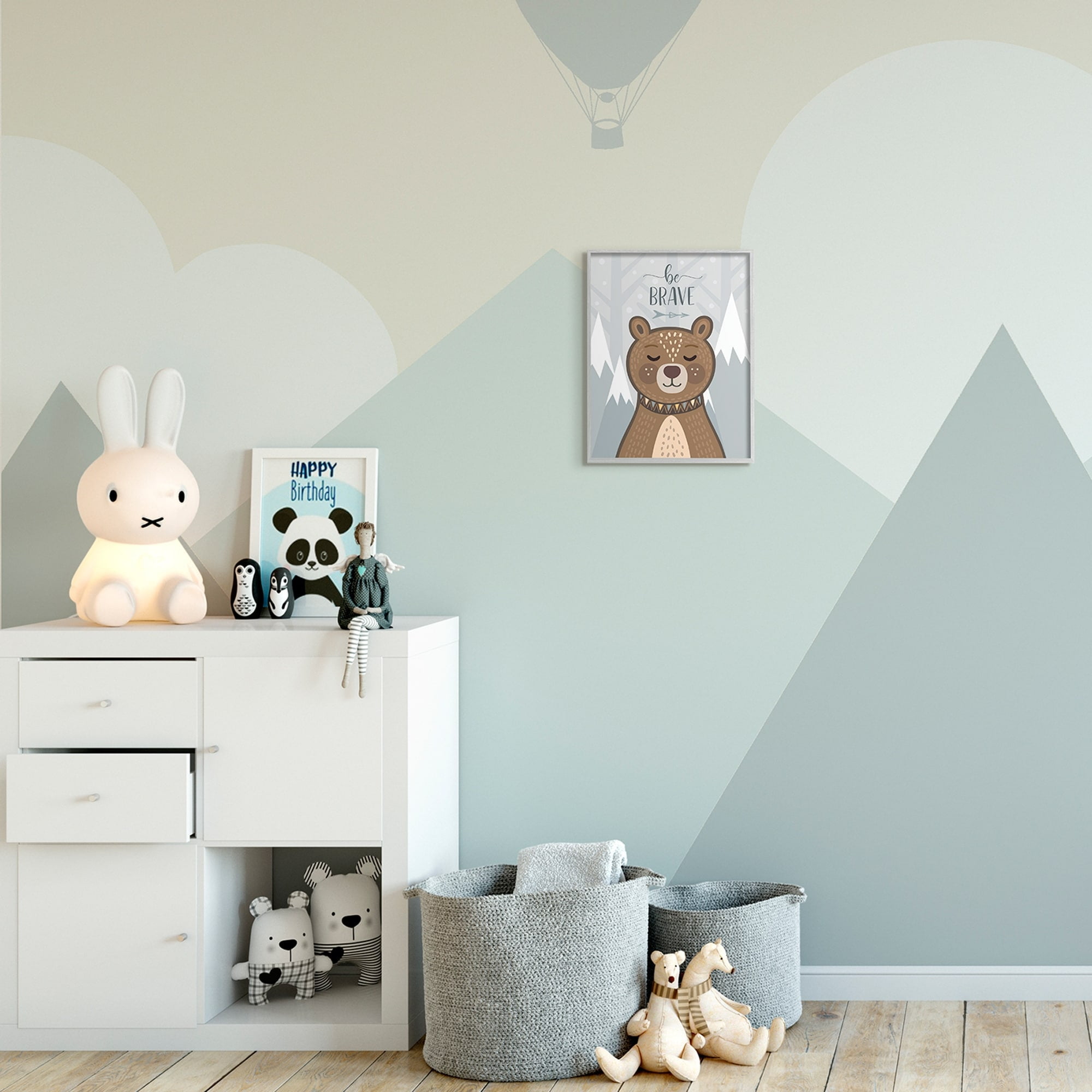 Stupell Industries Be Brave Sentiment Soothing Mountain Bear,11 x 14,Designed by AE Design