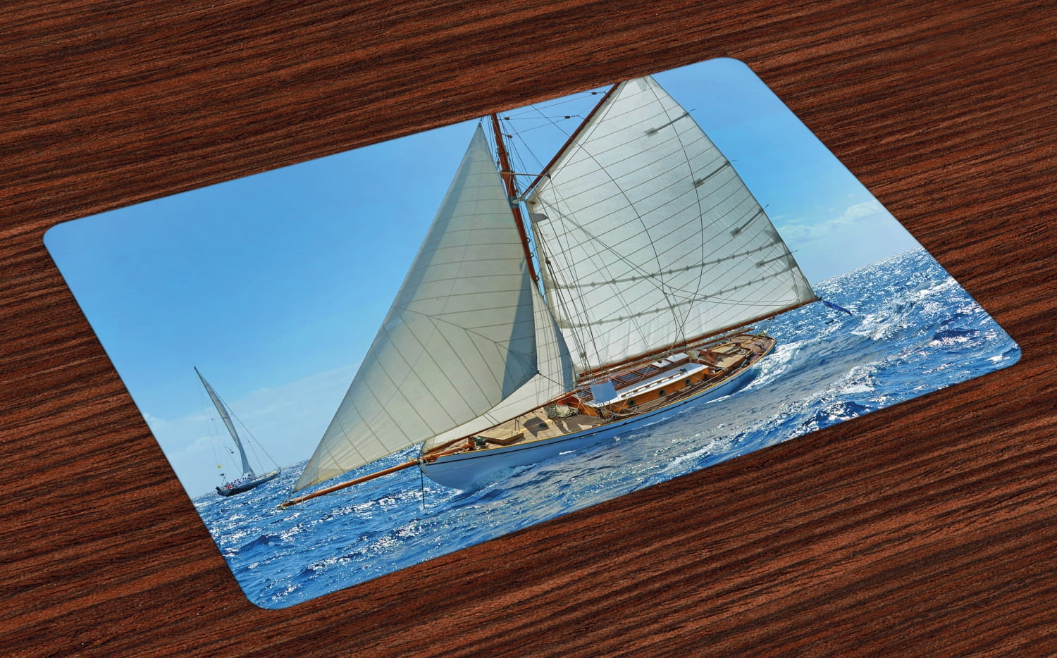 Nautical Placemats Set of 4 Sailboat on the Sea Regatta Race Yacht and