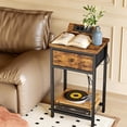 thumbnail image 6 of Nightstands Set of 2 with Charging Station, Night Stand End Table with USB Ports & Outlets, Bedside Table with Fabric Drawer for Bedroom, Rustic Brown, 6 of 14