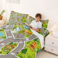 thumbnail image 3 of Manfei Cartoon Town Map Bed Sheets,City Streets Full Size Sheets,Gray,4 Pieces,1 Flat Sheet, 1 Fitted Sheet and 2 Pillowcases, 3 of 6