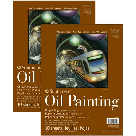 Strathmore 400 Series Oil Pad, Glue Binding, 10 Sheet, 9x12 inch, Pack of 2