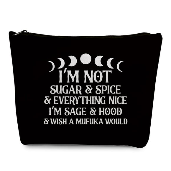 Gfuhlre Moon Phase Witch Gifts Stuff, bolsa de maquillaje, neceser de viaje, divertida bolsa de brujería, regalos de meditación para brujería, mujer, cumpleaños, Halloween, no soy Sugar Spice
