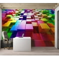 thumbnail image 6 of Tiptophomedecor Abstract Wallpaper Wall Mural - Colored Cubes, 6 of 6