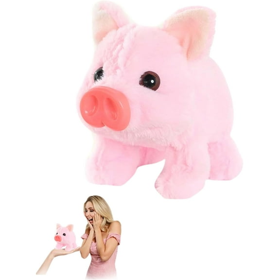 Electric Pig Plush Realistic Toy, Lifelike Animated Walking Pig Plush Toy, with Sound and Motion, Moving Mouth Piggy, for Pets Lovers (Pink)