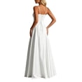 thumbnail image 3 of Women's Satin Spaghetti Strap Maxi Dress – Deep V-Neck Waist-Defined A-Line Evening Gown – Elegant Floor-Length Formal Dress for Prom, Wedding Guest & Gala – Sizes XS-XL, 3 of 5