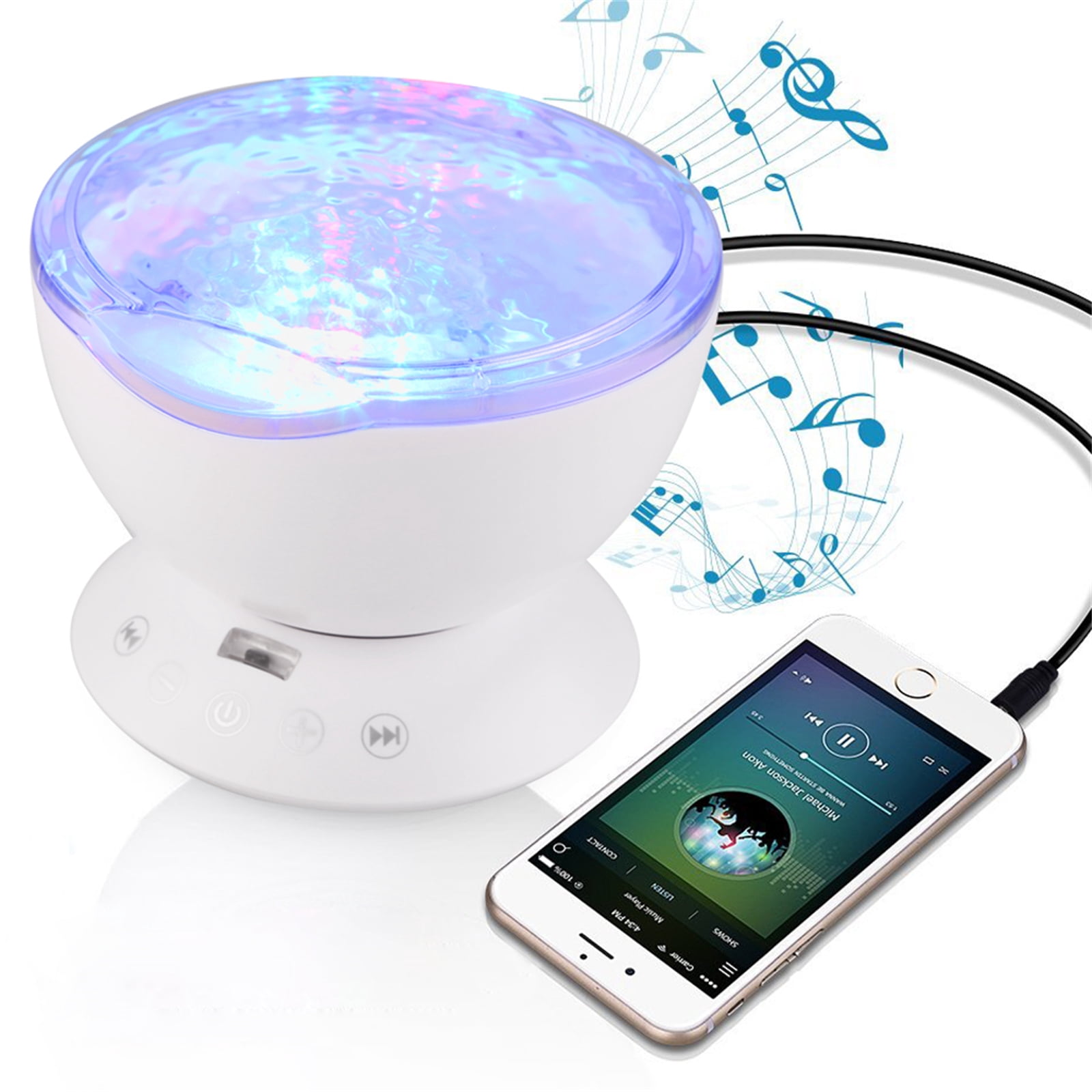 AGM Star Projector, LED Galaxy Night Light with Music Speaker & Remote Control, Bedroom Decor Gift for Kids, White