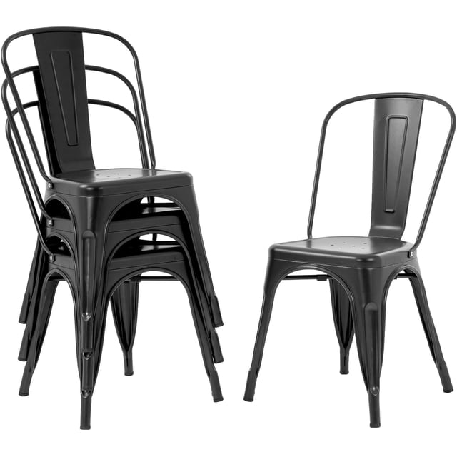 Metal Dining Chairs Kitchen Chairs 18 Inch Tolix Side Stackable Chairs 330 LBS Weight Capacity Indoor Outdoor Chairs Sturdy Metal Seating