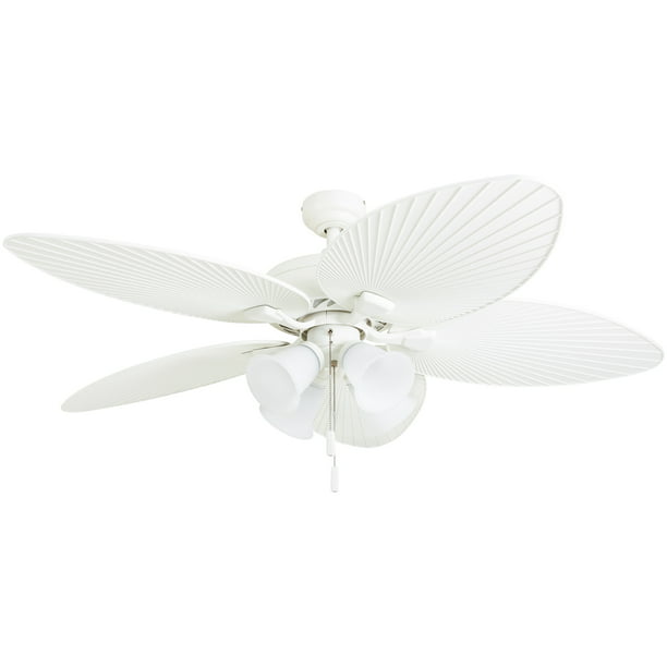 Honeywell Palm Lake 52 White Tropical, White Leaf Blade Ceiling Fan