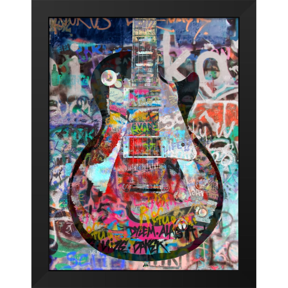 Stephen Chambers 19x24 Black Modern Wood Framed Wall Art Titled - Graffiti Les Paul