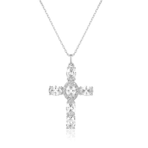 S.Leaf 925 Sterling Silver Cross Necklaces for Women 18K Gold Plated Friendship Jewelry Trendy Charm Pendant Necklaces Dainty Necklaces