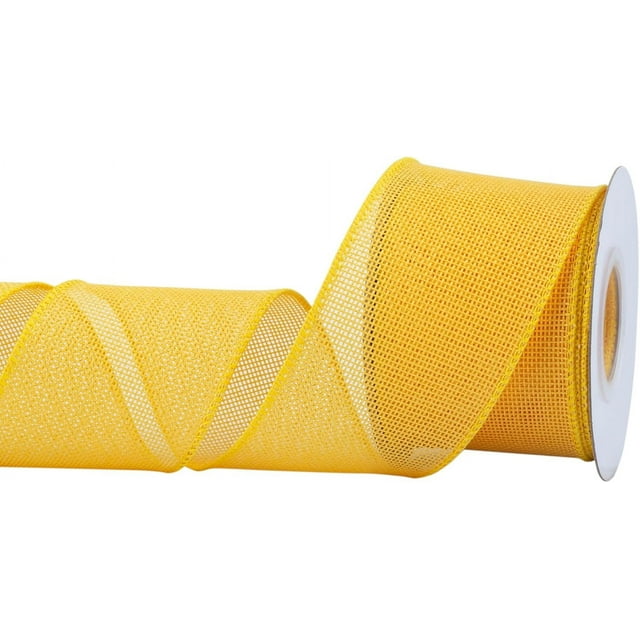 Joycrosso Burlap Wired Edge Ribbon 2.5 inch x 10 Yards, Yellow, Ideal for Crafting, Gift Wrapping, Wreath, Christmas Tree, and Rustic Wedding Decorations