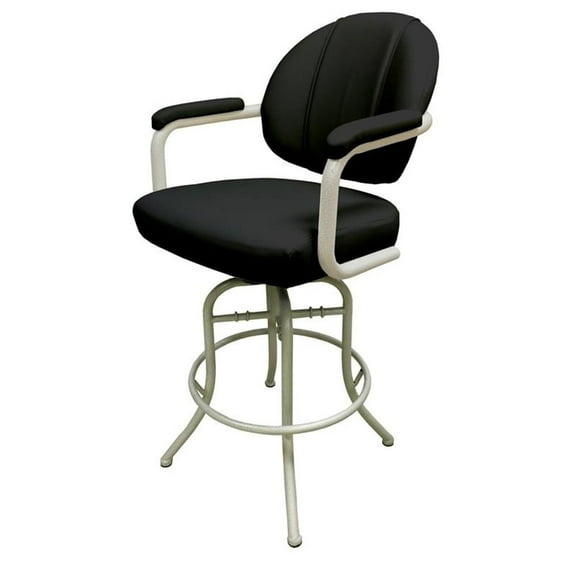 Tobias Designs 30" Vinyl Swivel Tilt Bar Stool in Black and Beige