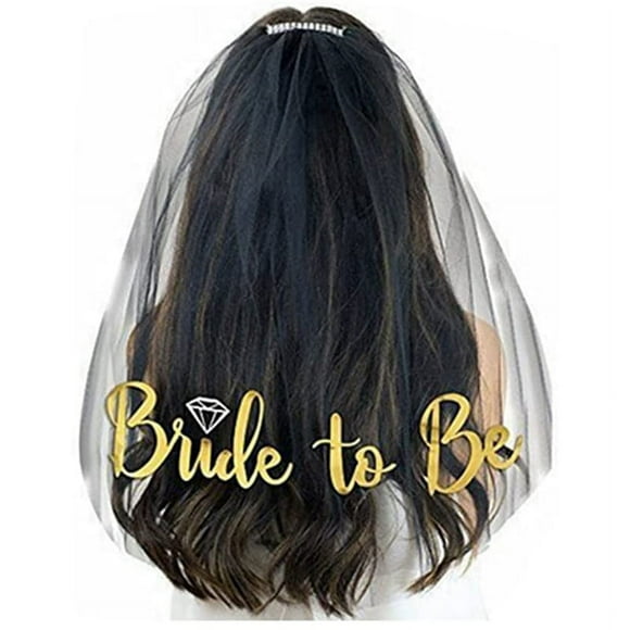 Zhuge Bride To Be Veil,Bachelorette Party Veil for Brides,Bridal Veil Wedding Veil White Short Veils with Comb for Wedding,Engagement,Bachelorette Party Supplies Accessories,Black A