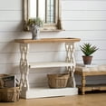 thumbnail image 4 of GZXS Console Table, 3-Tier Sofa Table Natural Wood Shelf Tray, 35.5" French Country Farmhouse Hallway Table for Entryway, Living Room, Distressed White, 4 of 6