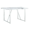 thumbnail image 6 of 55-Inch Faux Marble Dining Table for 4, Durable Steel Legs & Easy Assembly, Modern Kitchen & Home Office Use, White & Silver Finish (Table Only), 6 of 9