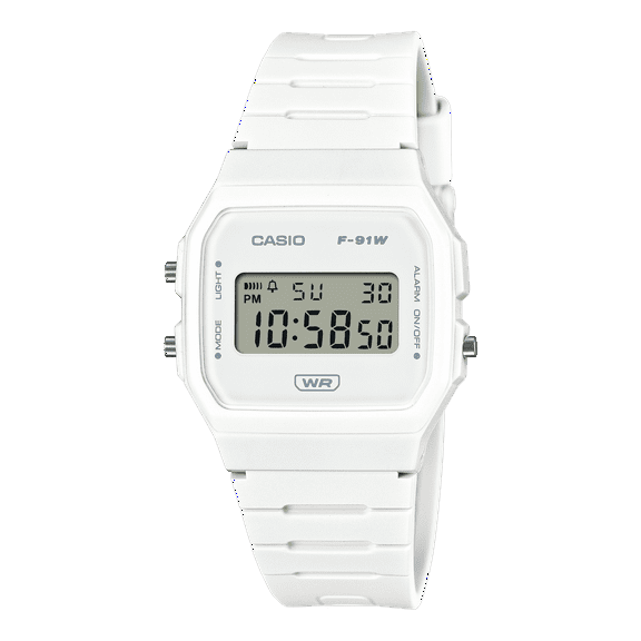 Casio Digital Lcd Classic Wristwatch 7-Yr Battery Bio-Based Resin Band F91 White