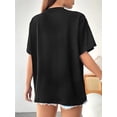 thumbnail image 2 of Stylish Regular Size Women'S Round Neck Short Sleeve T - Shirt with Breathable Fabric and Interlocked Heart Creative Pattern for Casual Wear, 2 of 6