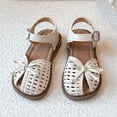 thumbnail image 7 of Girls Bow Sandals Closed Toe Breathable Woven Kids Little Kid Faux Faux Leather Beige Summer,Size 8.5 M, 7 of 7