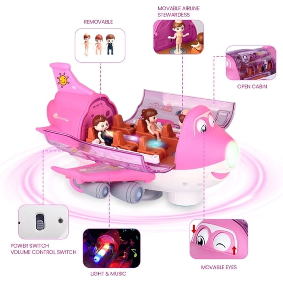 Airplane Toys for Kids with Lights & Music - 360° Rotating Electric Toy Plane for Toddlers 1-3(Red)