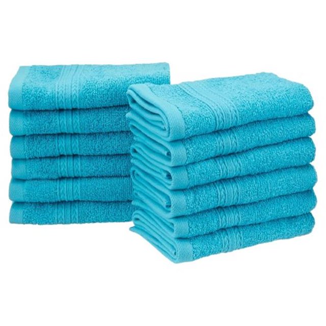 Superior EF-FACE TQ Eco-Friendly 100 Percent Ringspun Cotton Face Towel Set - Turquoise, 12 Pieces