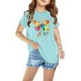 thumbnail image 2 of YLSDY Children Girl Butterfly Print Tshirts Round Neck Tee Tops for Child Short Sleeve Thin Summer Fall Shirts 2025 Blue 3 Years, 2 of 5