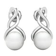 thumbnail image 2 of Dazzlingrock Collection 6mm Round White Freshwater Pearl Swirl Screwback Stud Earrings for Women (Color White, Clarity Clean) in 10K White Gold, 2 of 5