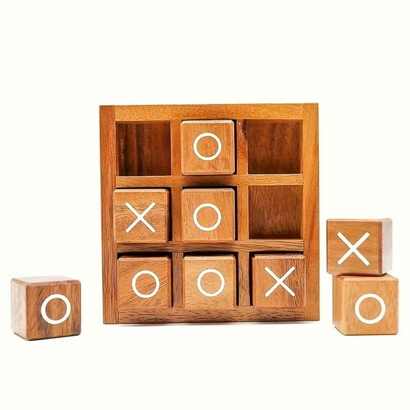 Classic Wooden Tic-Tac-Toe Game Set - Perfect for Family Game Night and Home Decor | Suitable for Coffee Tables, Living Rooms, and Dens