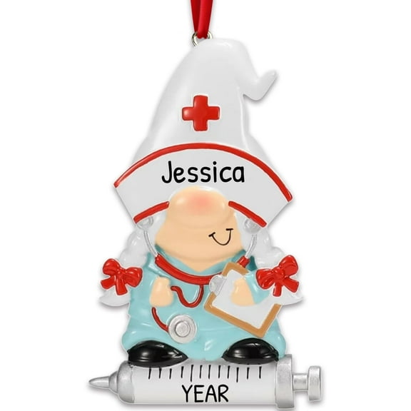 Personalized Medical Ornaments 2024 - Christmas Gnome Nurse Ornaments for Christmas Tree Syringe Ornament Gnome Christmas Tree Thank You Gifts for Coworker Ornaments Healthcare Ornaments by Elves