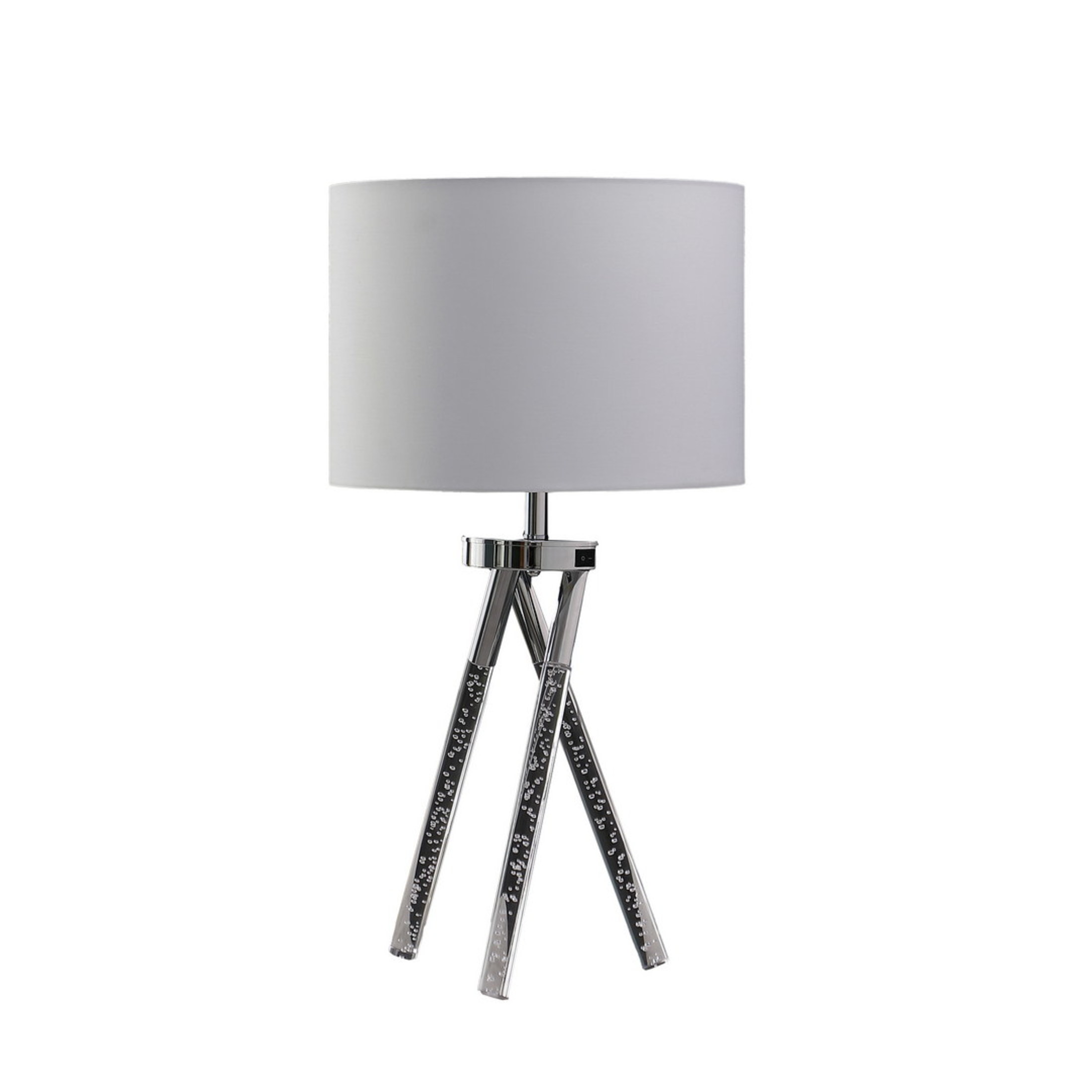Noble House 26.25" Birgit Mid-Century Table Lamp, Chrome with Acrylic Tapered Legs and LED Accent, Silver