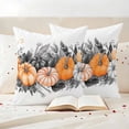 thumbnail image 3 of Halloween Outdoor Waterproof Pillow Covers, Vintage Grey Orange Pumpkin Leaves Skull Decorative Square Throw Pillowcase Sofa Cushion Sham for Patio/Couch/Chair, 20"x20" 2 Pack, 3 of 8