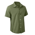 thumbnail image 4 of Curuila Shirts For Men Solid Color Short Sleeve Relaxed Fit Spring Summer Lapel Button Down Comfortnable Tee Green Size 2Xl, 4 of 5