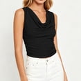 thumbnail image 4 of Fewfanhot Womens Blouses Cowl Neck Tank Top Draped V Neck Ruched Sleeveless Summer Casual Dressy Blouse, 4 of 6