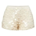 thumbnail image 4 of Bibifish Womens pants Carnival Punk mini Shorts Elastic Low Waist Shiny Glitter trendy Mini shorts festival Party Club Daily Wear Pants, 4 of 4