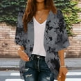 thumbnail image 2 of Idoravan Womens Cardigans Lightweight Short Sleeve Women's Cardigan Beach Cover Shirt Spring And Summer Fashionable Casual Top 3/4 Sleeve T-shirt Top Gray XL, 2 of 7