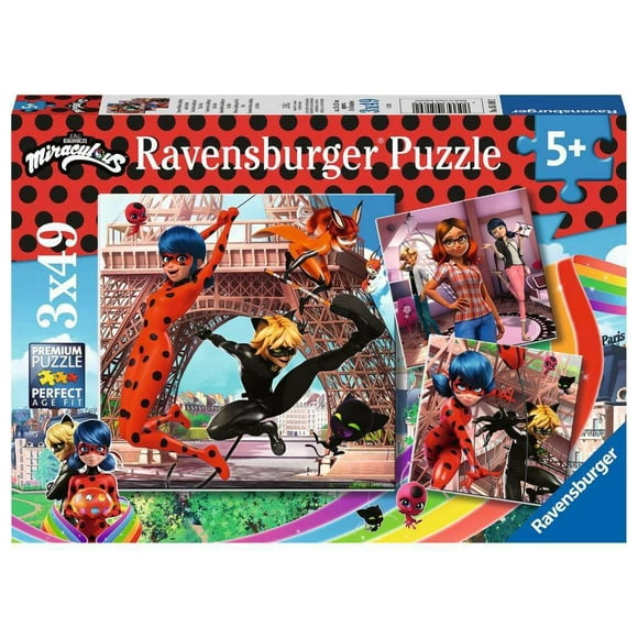 Ravensburger Miraculous: Tales of Ladybug & Cat Noir 3 x 49 Piece Jigsaw Puzzles for Kids Age 5 Years Up
