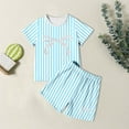 thumbnail image 1 of Korean Style Girls Summer Sleepwear Set Two Piece Outfit Short Sleeve Striped Design For Daily Wear And Outdoor Activities, 1 of 3