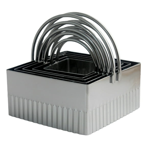 5 Pcs Square Biscuit Cutters with Handle Stainless Steel Baking Cookies Biscuit Fondant Mold Cake Decoration Tool Mould