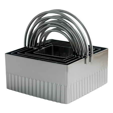 

ZPAQI 5 Pcs Square Biscuit Cutters with Handle Stainless Steel Baking Cookies Biscuit Fondant Mold Cake Decoration Tool Mould