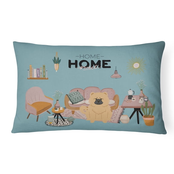 Carolines Treasures CK7989PW1216 Cream Chow Chow Sweet Home Canvas Fabric Decorative Pillow 12H x16W multicolor