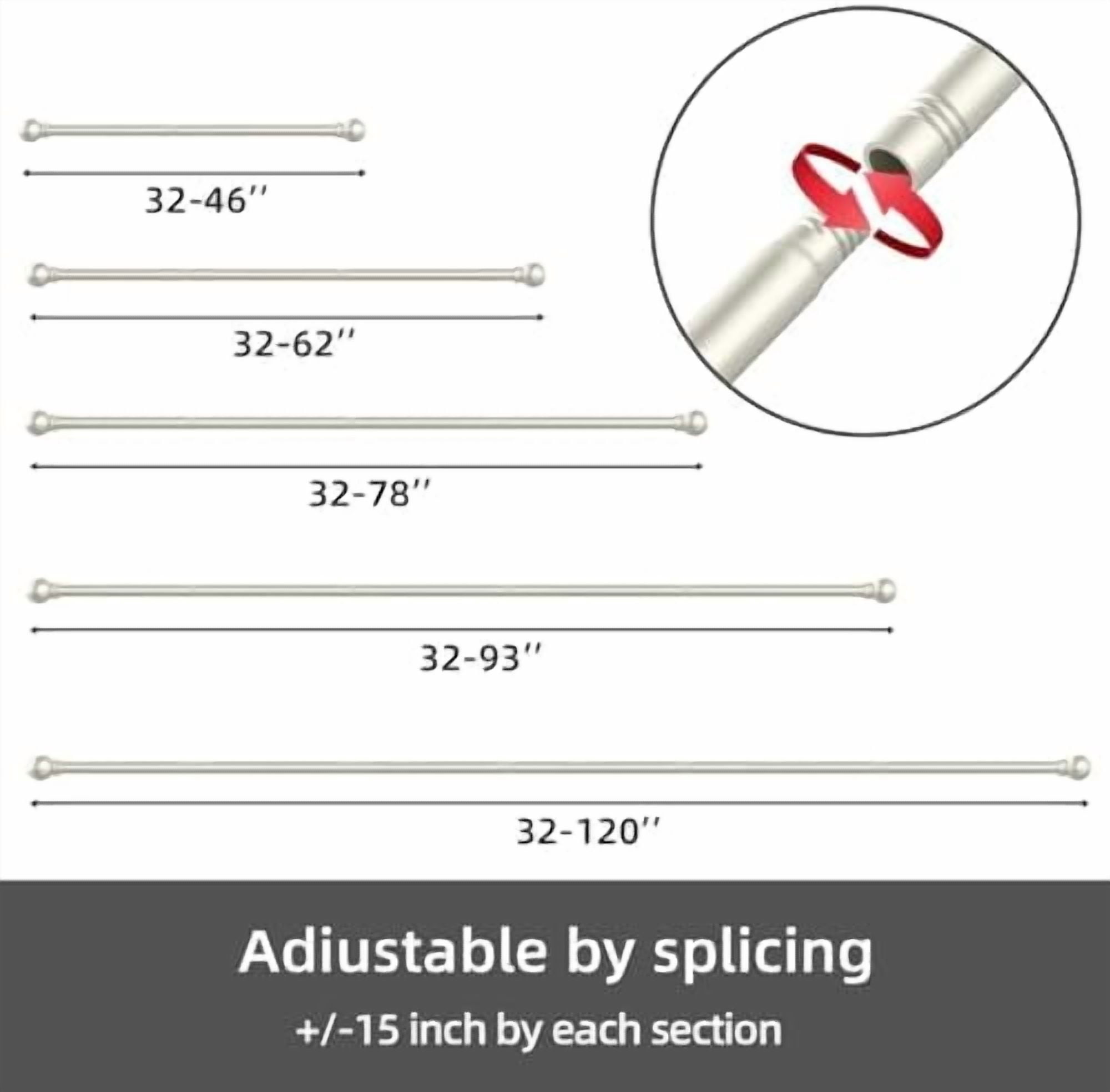 Curtain Rods for windows 32-48 inch, 5/8 inch Decorative Nickel Splicing Heavy Duty Metal Curtain Rod set with Brackets