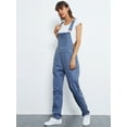 thumbnail image 4 of Womens Distressed Denim Overalls with Tapered Leg and Pockets,Indigo,Medium, 4 of 7