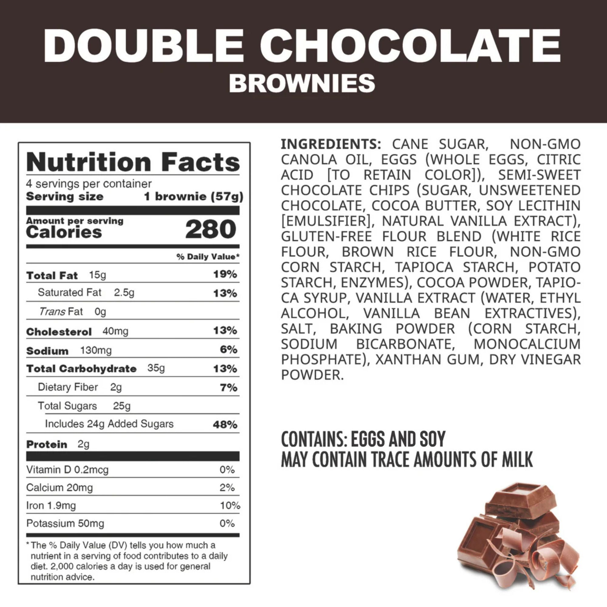 Antonina's Gluten-Free Double Chocolate Brownies, Certified Gluten-Free, Nut Free, Peanut Free, Eight 4-Packs (32 Brownies)
