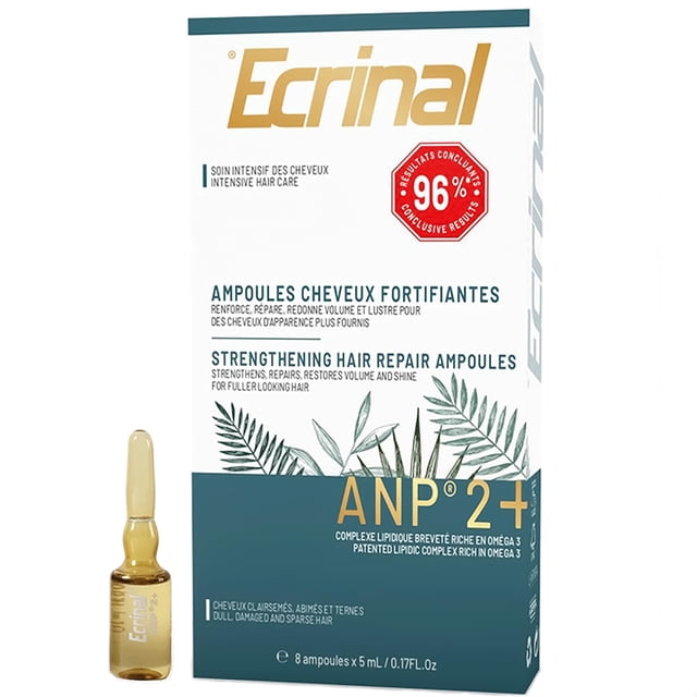 Ampollas Ecrinal ANP2 para el crecimiento del cabello para hombres - Ampollas fortalecedoras y reparadoras - Cuidado intensivo del cabello para adelgazar el cabello opaco y dañado - Complejo ANP 2+ co