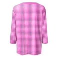 thumbnail image 5 of Wiyuqeen 3/4 Length Sleeve Womens Tops Crew Neck Plaid Shirts Casual Color Block T Shirts Plus Size Summer Loose Tees Womens Gifts, 5 of 5