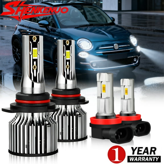 For Fiat 500 2012-2018 9012 LED Headlight Kit High Low beam Bulbs Fog light 6500K