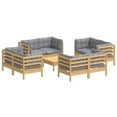 thumbnail image 3 of vidaXL Solid Pinewood Patio Lounge Set 9 Piece with Cushions Multi Colors, 3 of 10