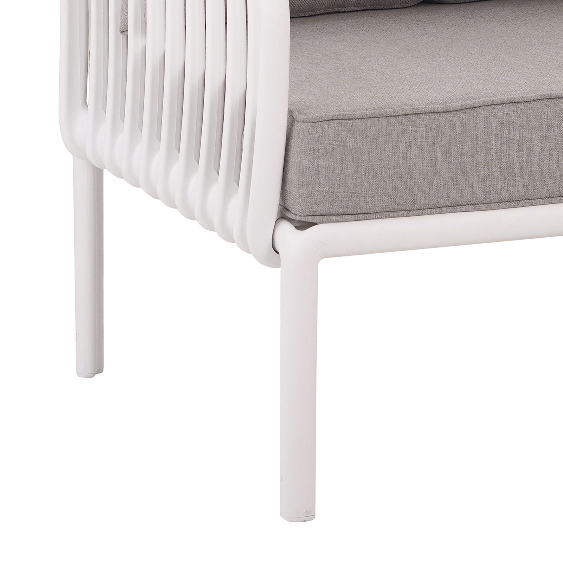 Orion Modern Outdoor Patio Club Chair with Cushions, White+Light Gray