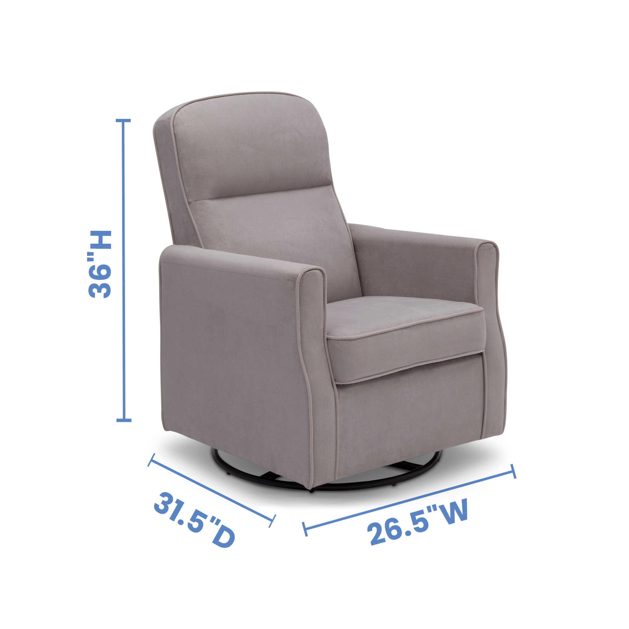 Delta Children Clair Slim Nursery Glider Swivel Rocker, Dove Gray photo 4