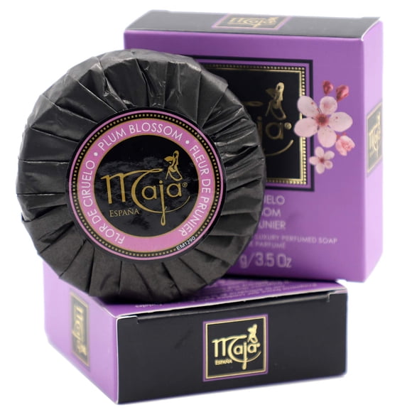 Maja Plum Blossom Soap Jabón perfumado Jabón redondo y lujoso para limpiar e hidratar tu piel Deja la piel bellamente perfumada y suave Paquete de 2 jabones en barra de 3.5 oz